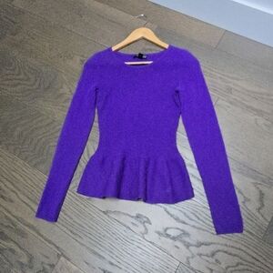 AQUA Cashmere Peplum Long Sleeve Sweater in Royal Purple